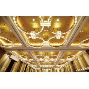 China Custom Hotel Large Modern Luxury Ring Chandeliers Pendants Light Lamp Big Lighting Crystal Chandelier Non Standard Customized Chandelier For Hotel Lobby on sale