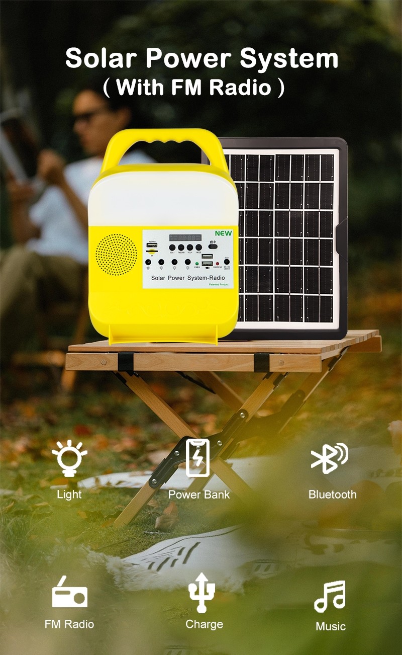 Home Mini Portable Solar Power Lighting System Kits With Music Speaker Solarenergie