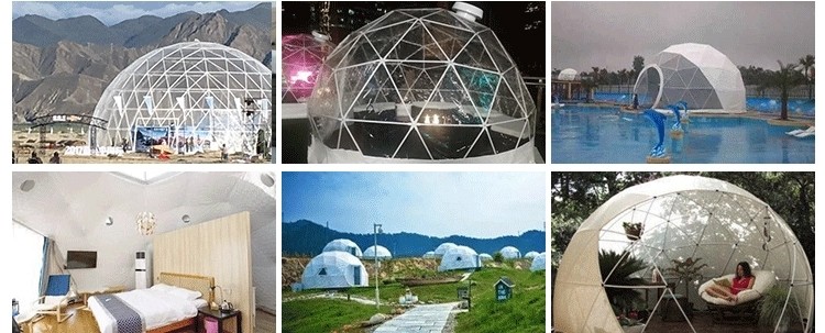 Steel Frame Transparent pvc Geodesic Garden house dome igloo tent