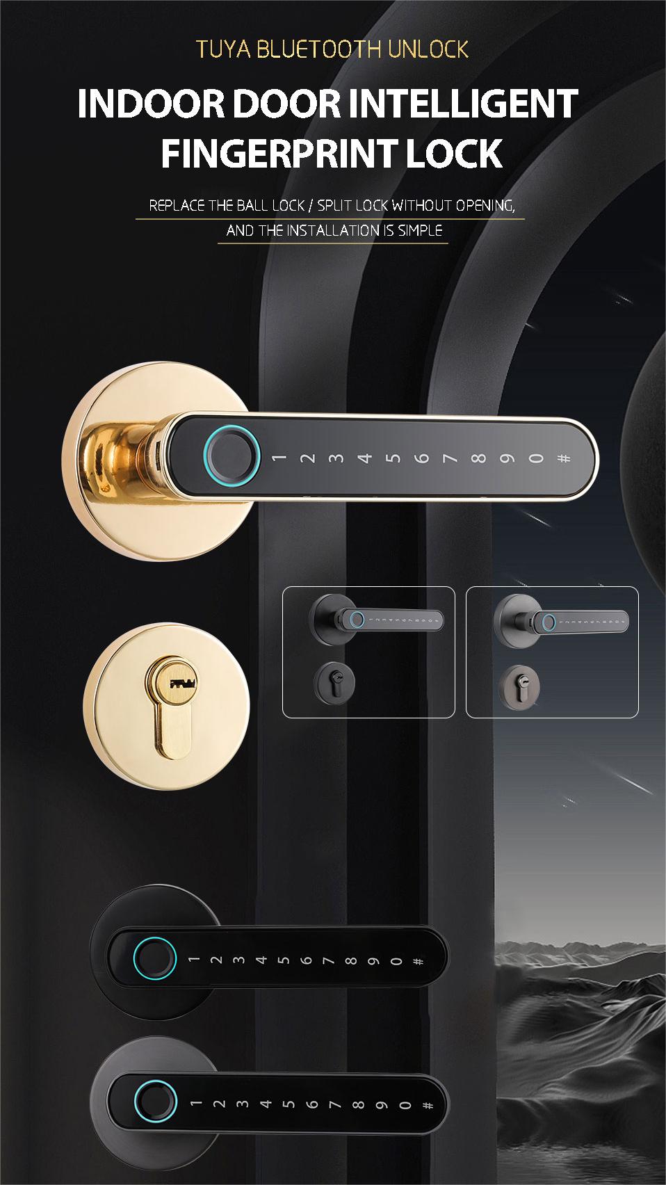 Aluminum Door Keyless Smart Digital Door Lock with Tuya App Passcode and TTlock Control