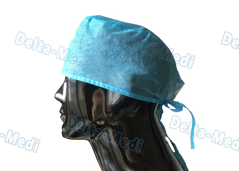 Blue PP Handmade Disposable Surgical Caps , Medical Doctor Scrub Caps 15 - 35gsm