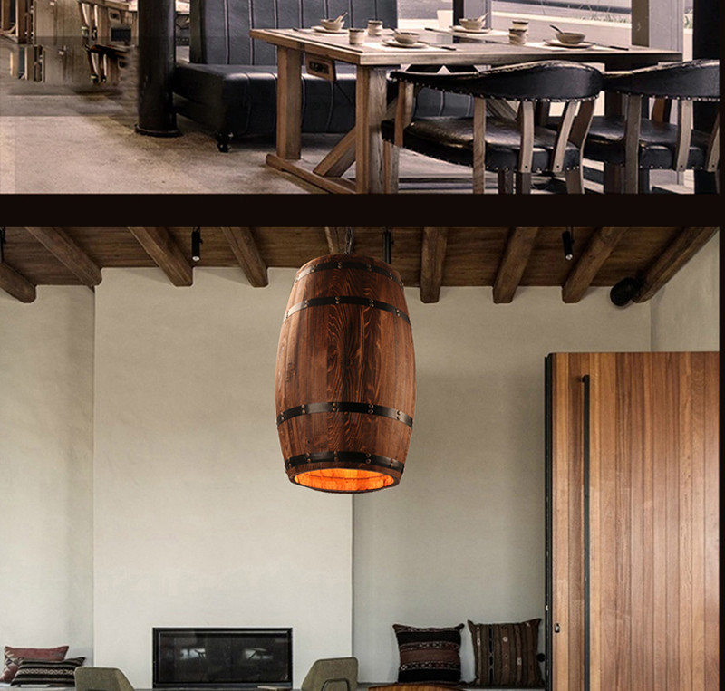 Winery creative restaurant decoration wine barrel light solid wood barrel chandelier(WH-VP-142)