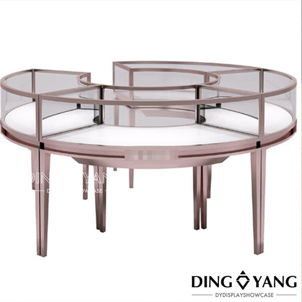 Brushed Rose Gold Stainless Steel Jewellery Shop Display Counters