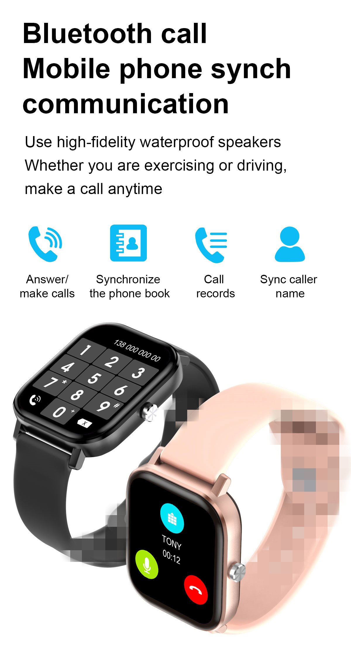 DT46 Smartwatch IP67 IPS 1.75 inch Sport Touchscreen 4 Pin Silicone Band