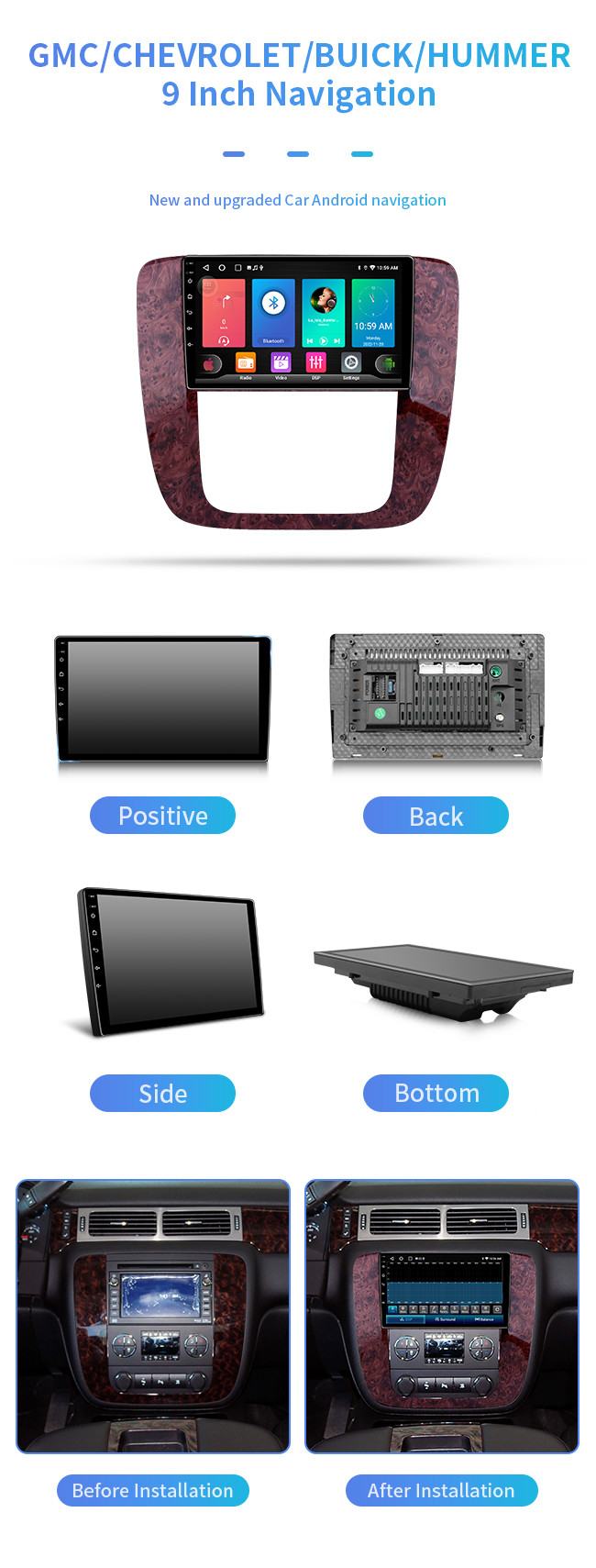 9 Inch Android Car Navigation For Gmc Chevrolet Buick Hummer 8 Core Car Dvd Player