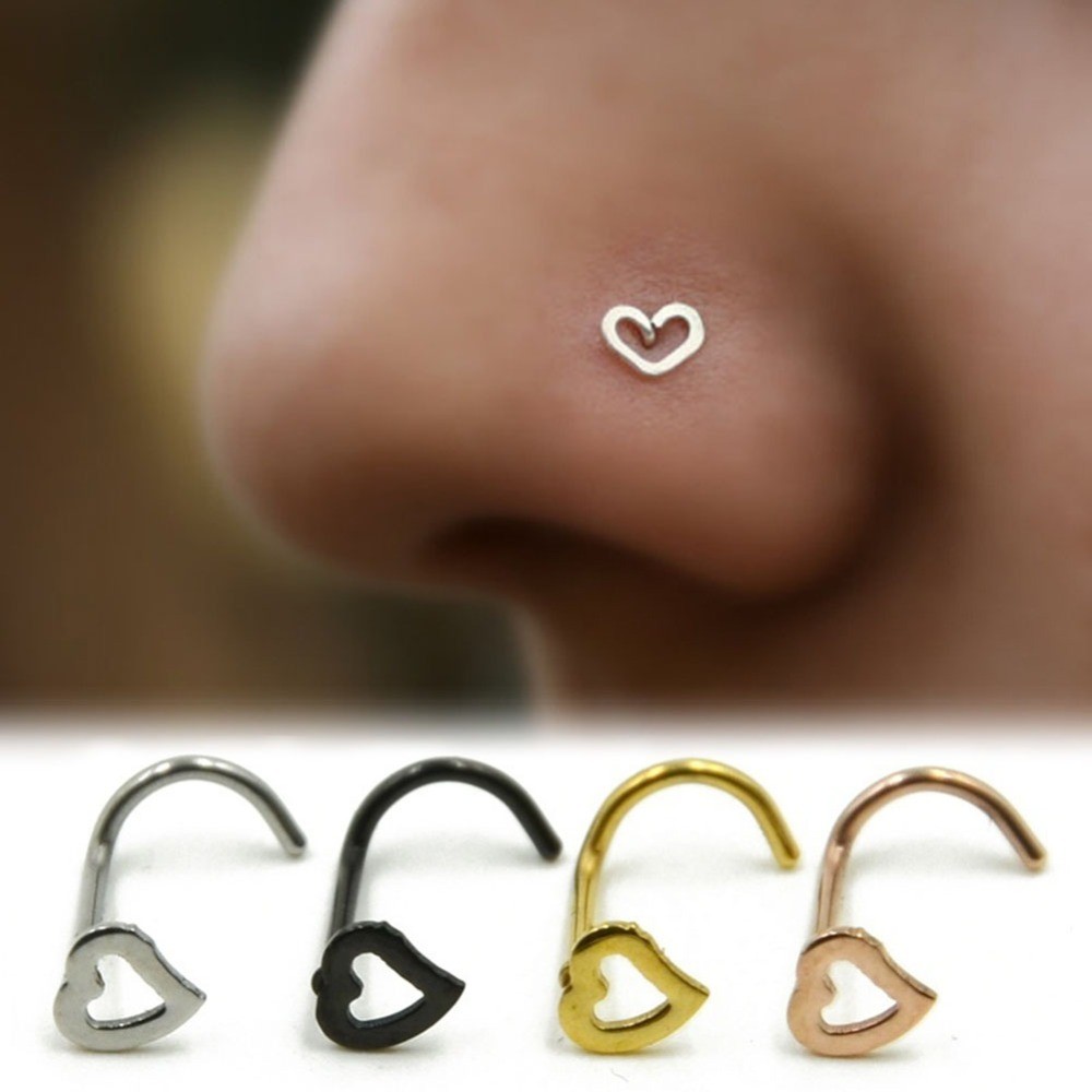 Stainless steel love heart multicolor nose Rings nose Hooks Body piercing Faux nose piercing body jewelry