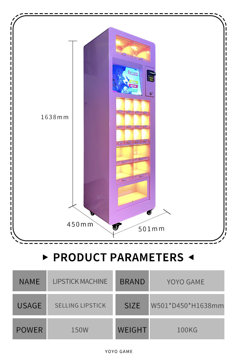 Coin-Operated Lipstick & Mini Snack Vending Machine with Bill Acceptor for Game Centers & Cosmetics Displays