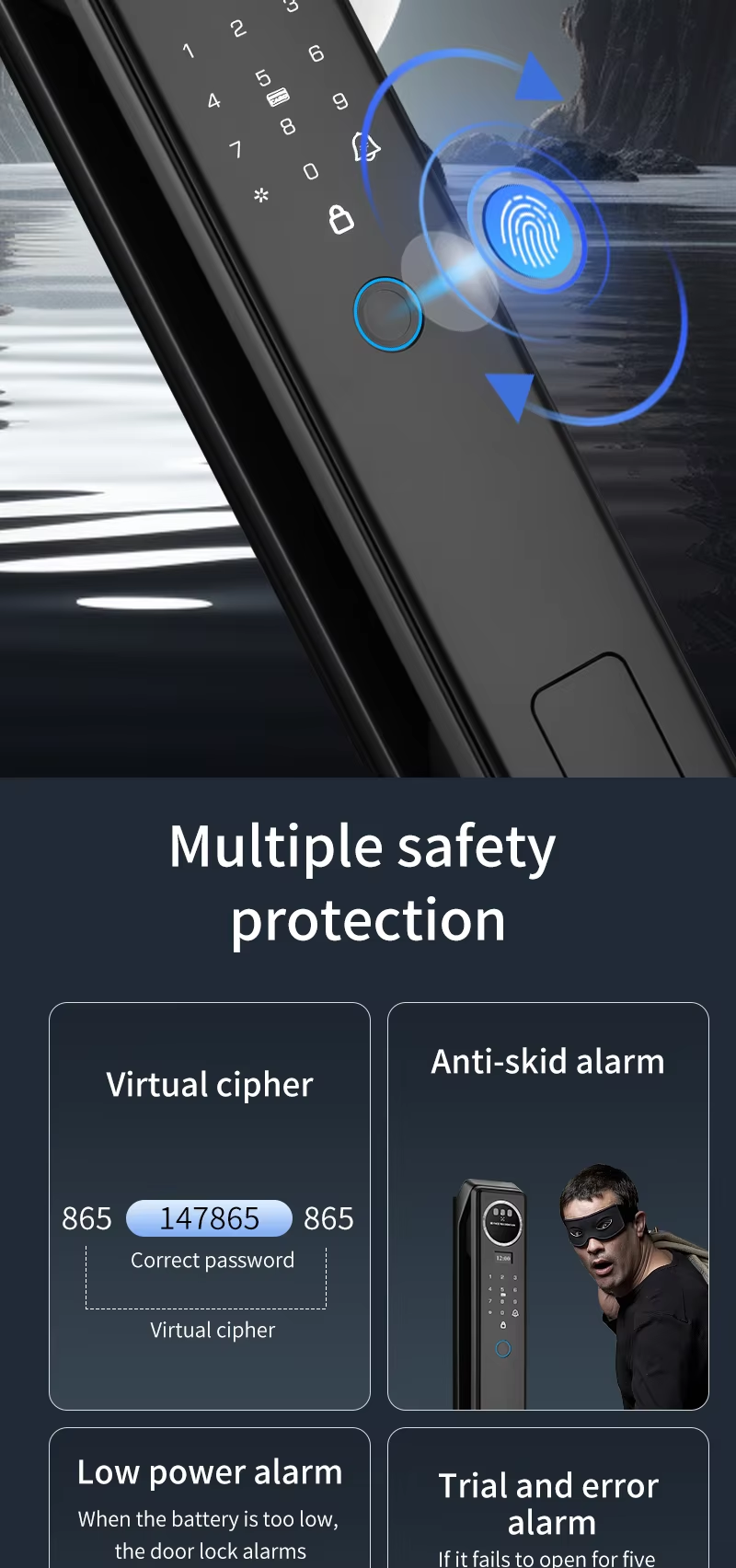 Qleung S959MAX Face Biometric Video Calling Fingerprint Recognition Key Card Tuya App Fully Automatic Smart Door Lock