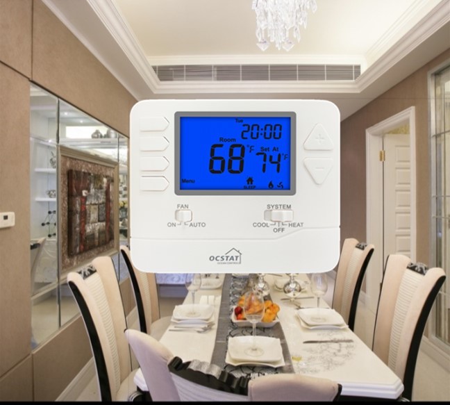 Wire Programmable Digital Room HVAC Thermostat Single Stage Omron Relay