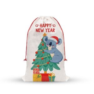 Custom Logo Linen Sublimation Drawstring Bag Santa Sacks Sublimation Blank