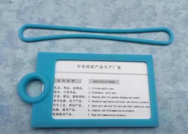 Eco Friendly Blue Business Card Silicone Holder Travel Suitcase Hang Tag With