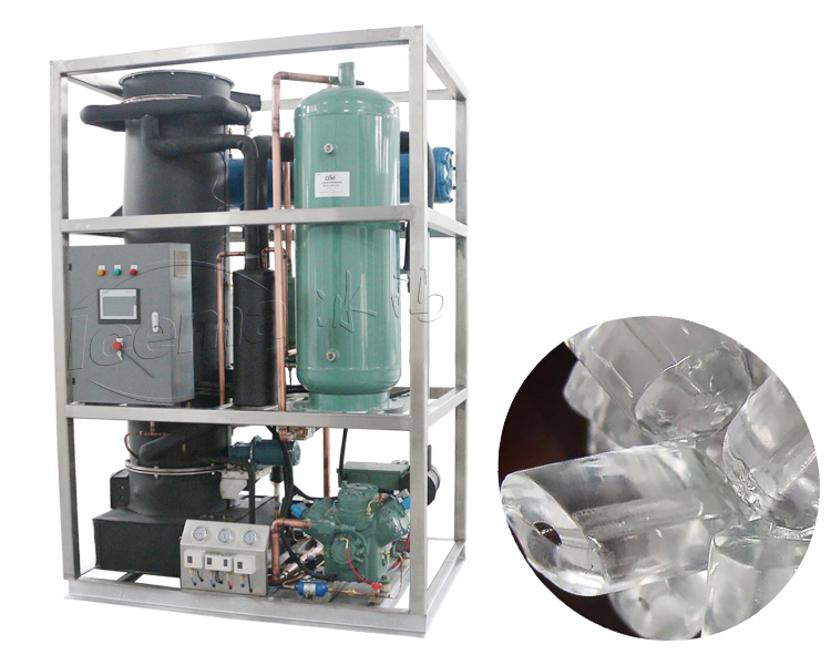 Industrial Hot Ice Machine with 2 Tons Tube Ice Capacity and 2460*1575*1850mm Size