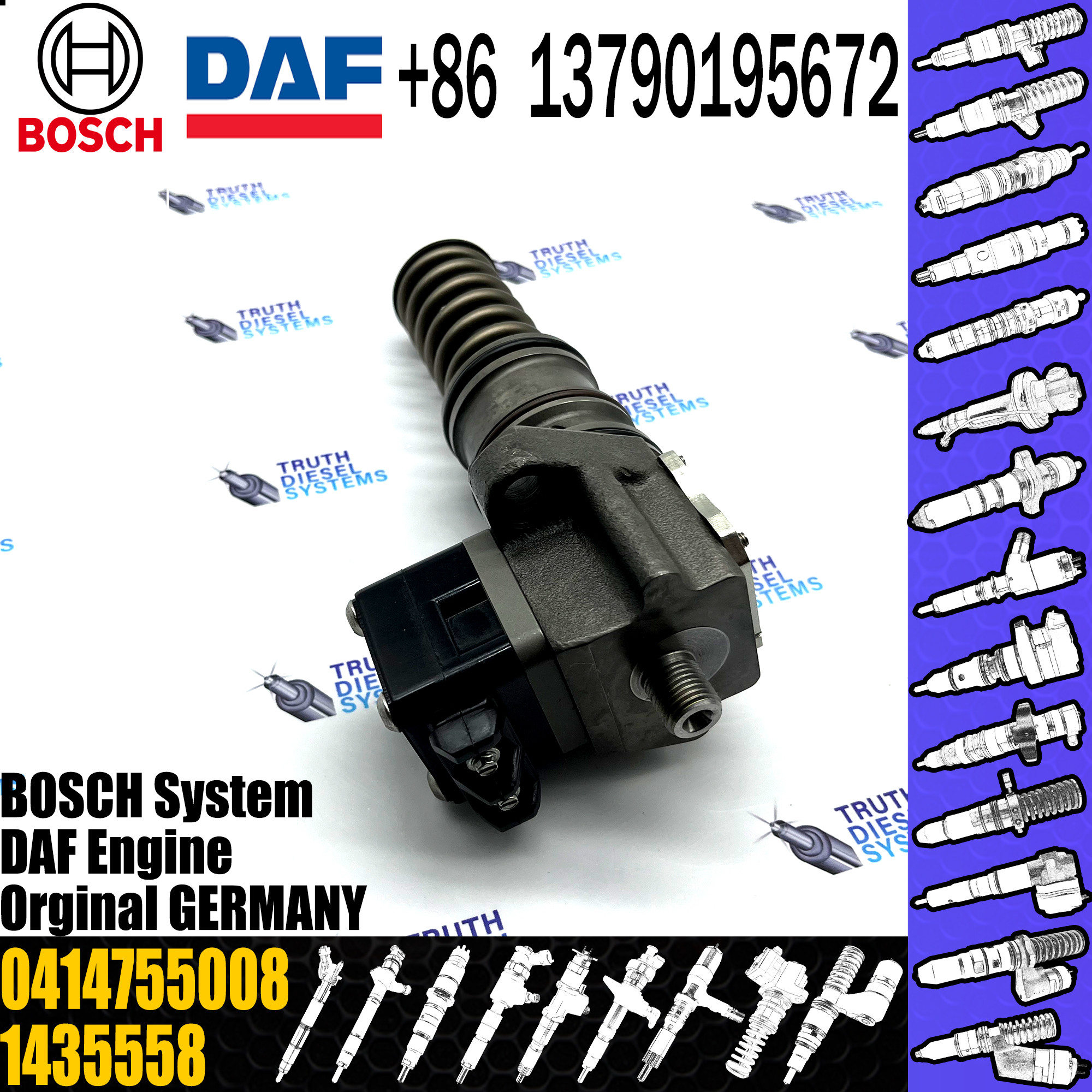 BOSCH Diesel fuel Unit pump assembly 0414755008 1435558 145941 for DAF truck Engine