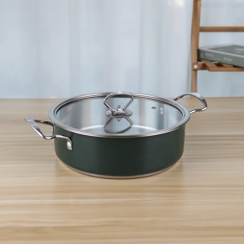 Nonstick 201 cookware food warm cooking 24cm hot pot stainless steel soup pot