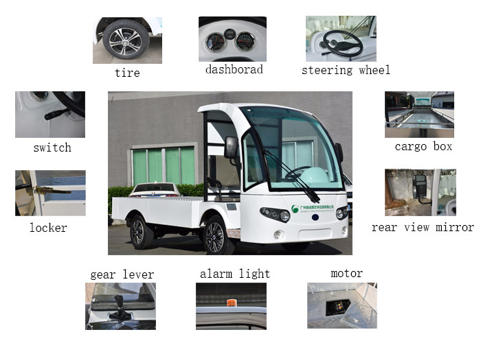 Low Noise 4 Wheels Electric Cargo Van Utility Cart With Stainless Steel Cargo Box