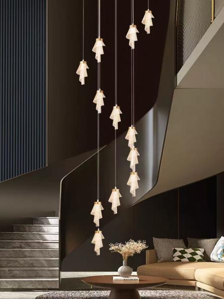 Modern Living Room Villa Rotating Acrylic Stair Light LED Art Flower Acrylic