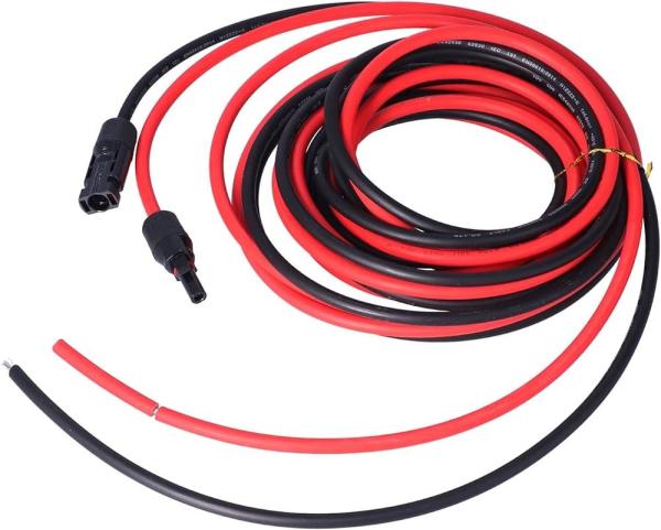 TPE Insulation Material Black Solar Panel Extension Cable 105°C Temperature
