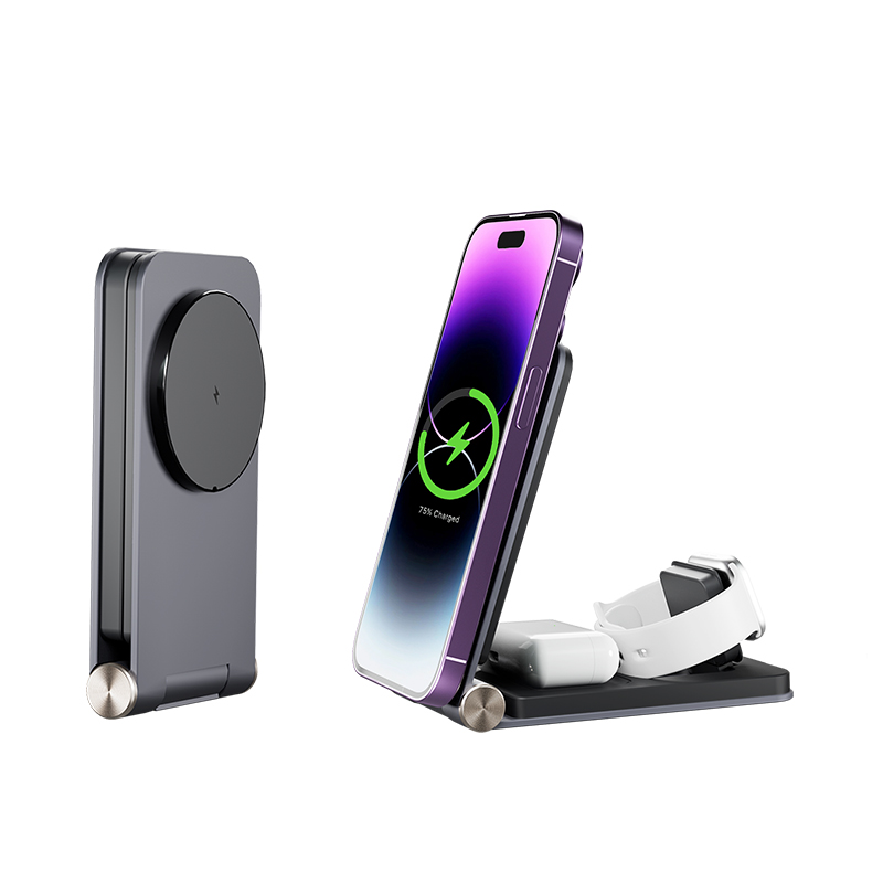15W Aluminum Foldable Wireless Charging Stand for iPhone 15 Promax Customized Logo