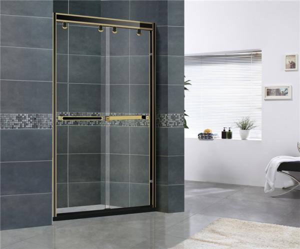 Gloden and Black Stainless Steel Shower Enclosures Inline Double Sliding With