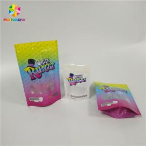 China Aluminum Foil Window Plastic Storage Bags Zipper Custom Logo Holographic Tear Notch on sale