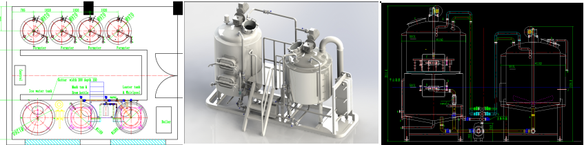 300L Per Batch Micro Beer Brewing Equipment Electric Heating For Hotel / Brewpub