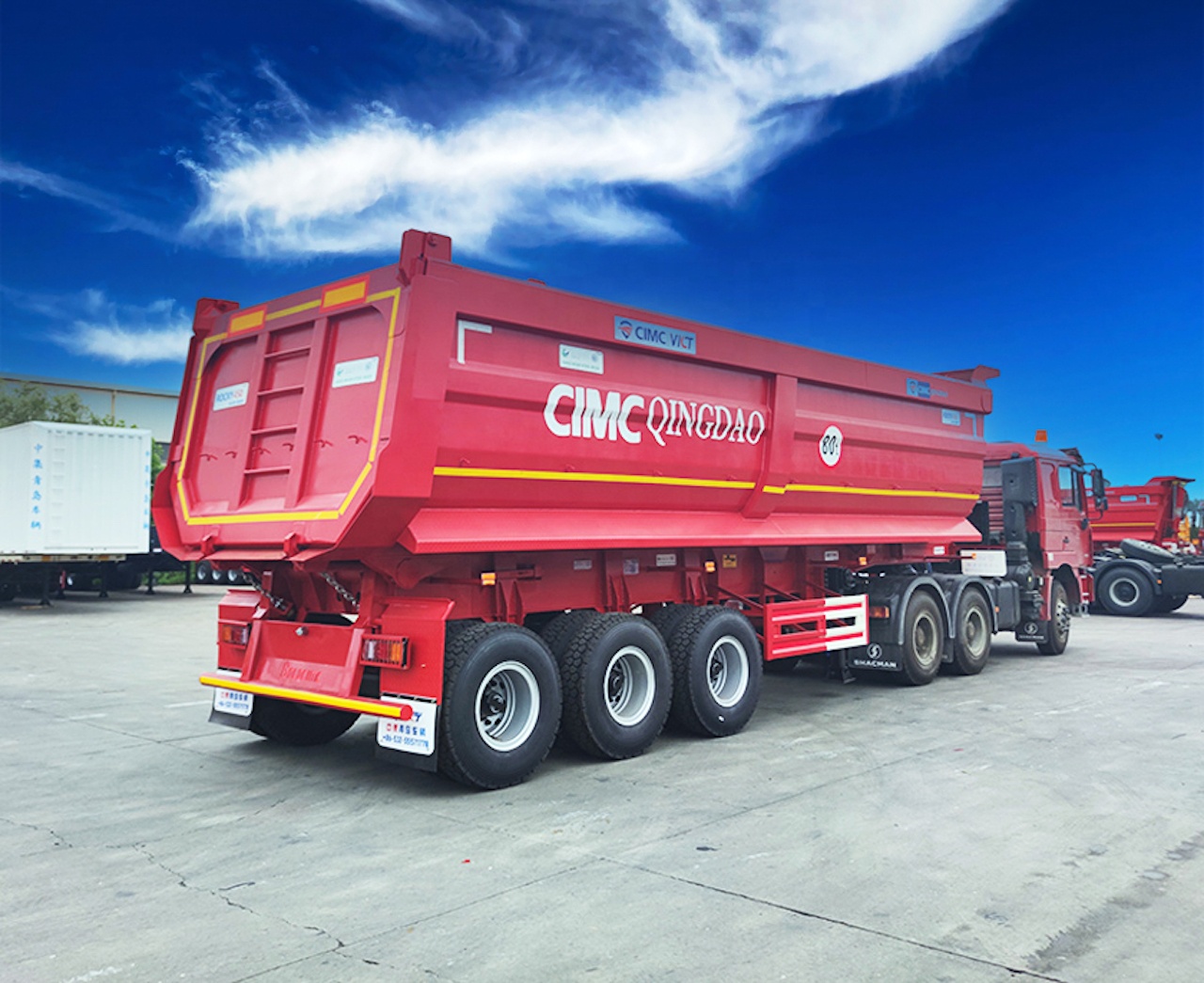 7.2 / 8.2 / 9.6 / 10.5 m Carbon Steel Chassis Tipper Semi Trailer for Building Materials Transport