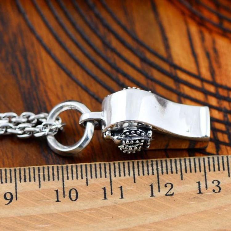 Sterling Silver Pendant Necklace Whistle Charm with Wheat Chain for Women and Men(N029103W)