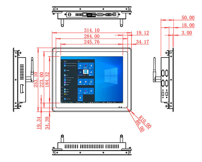 12.1-Inch Built-In Windows Display for Medical Devices and Factory Dashboards