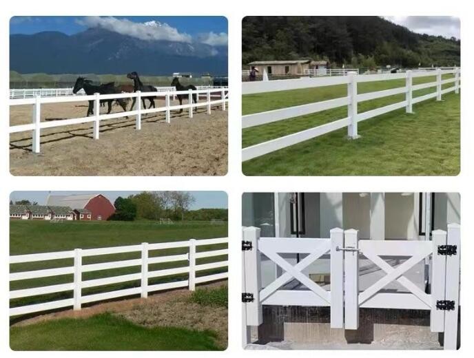 White Plastic Rail Fence Vinyl Fence 3 Rails 4 Rails Horse PVC Farm Fence