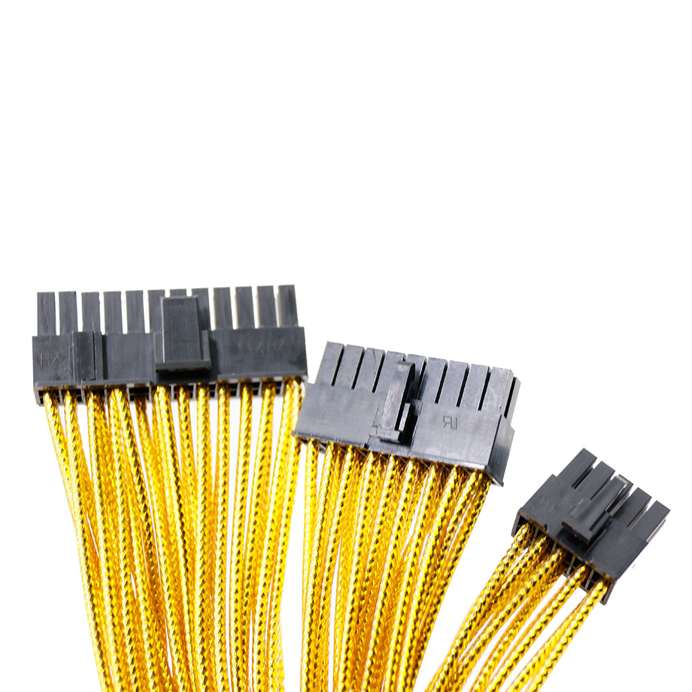 PSU Cable Bright Braided Power Supply Modular Cable Kit 24 Pin 8pin 6pin Length 630mm Gold Pink Blue Sliver Purple Green PVC