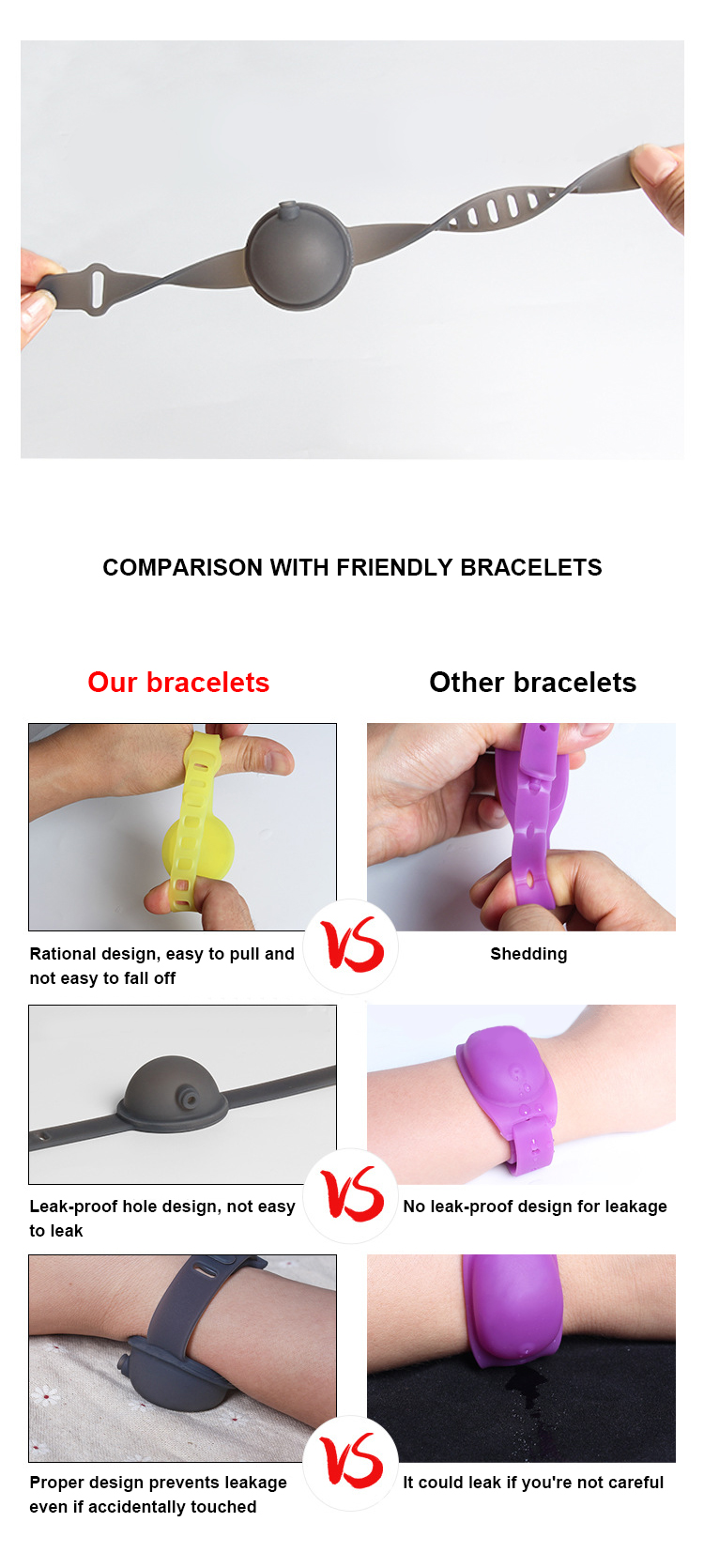 Unisex silicone Hand Sanitizer Bracelet