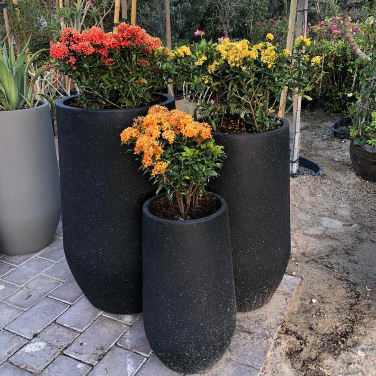 Frost Resistant Round Shape Fiber Clay Planter For Hotel