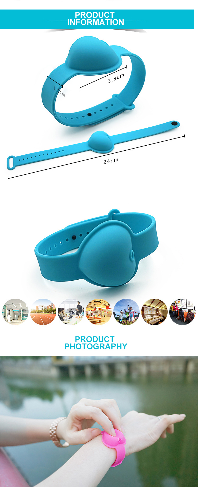 Customized Color 14g Wearable Hand Sanitizer Bracelet