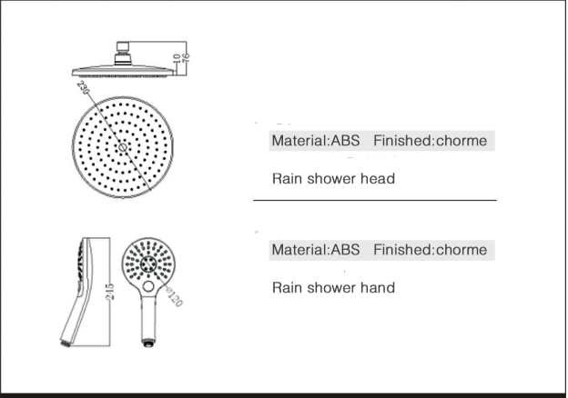 Bathroom Universal Single Head Shower Top Sprinkler Large Size