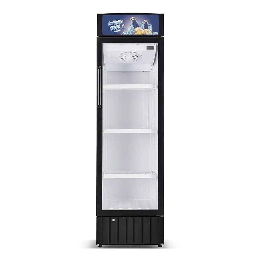 Portable Single Glass Door Beverage Upright Showcase Cooler Drinks Fridge 280L