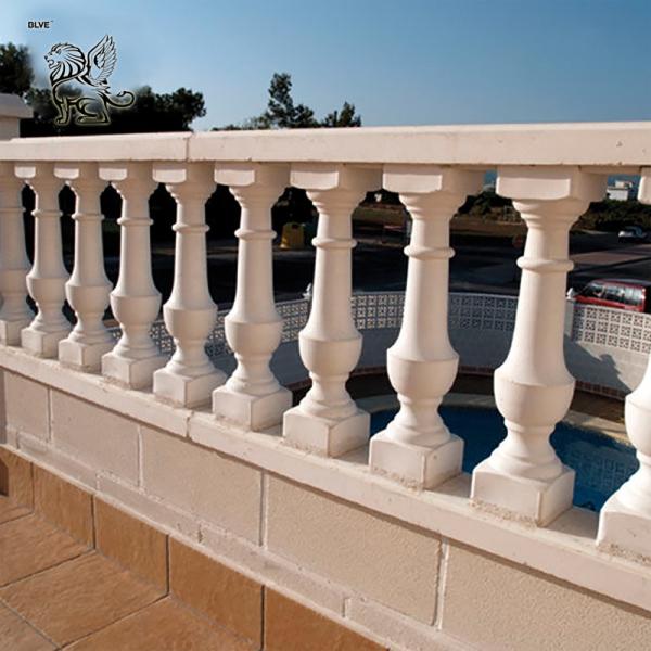 BLVE Stone Balcony Railing White Marble Balusters Handrail Hotel Stairs Hand