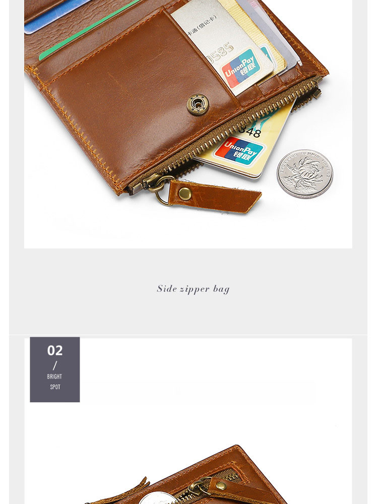 Minibook Genuine Leather Male Wallet with Anti-Theft Protection and Customizable Logo