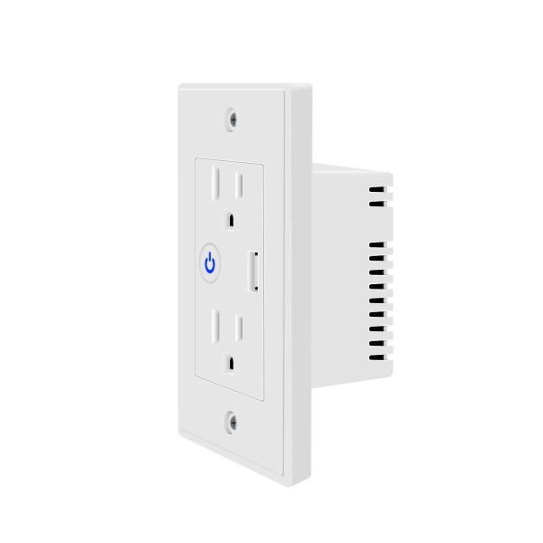 Quality Us Abs Fireproof Material Valley No Hub Required Tuya Wifi Smart Usb Wall Socket Compatible With Google&Alexa for sale