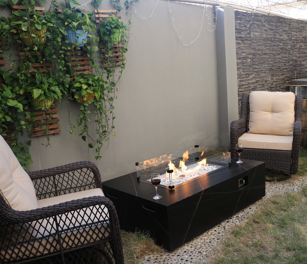 Square Steel Metal Outdoor Propane Gas Firepit For Enjoy Garden Life