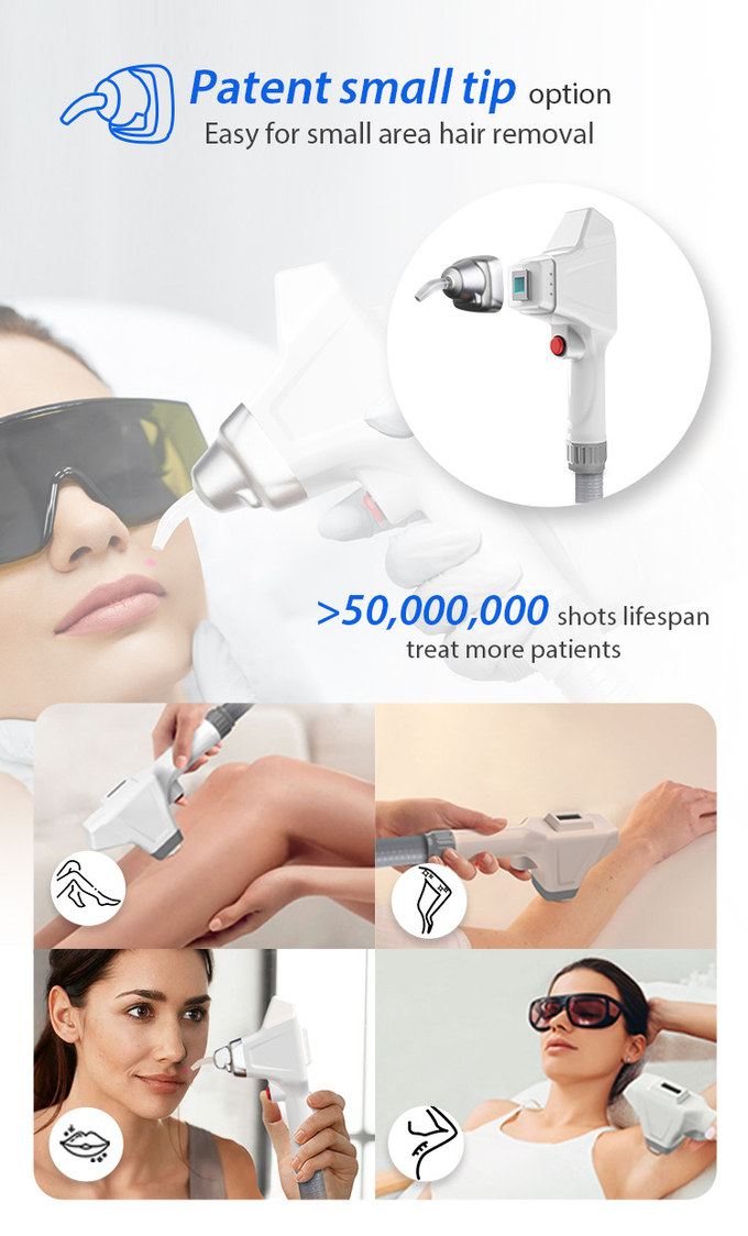 Painless Fiber Diode Laser 808nm Hair Removal Machine Permanent 1200W