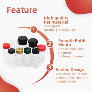 Custom Transparent Plastic Spice Bottles Condiment Shaker Jars 250ml 500ml