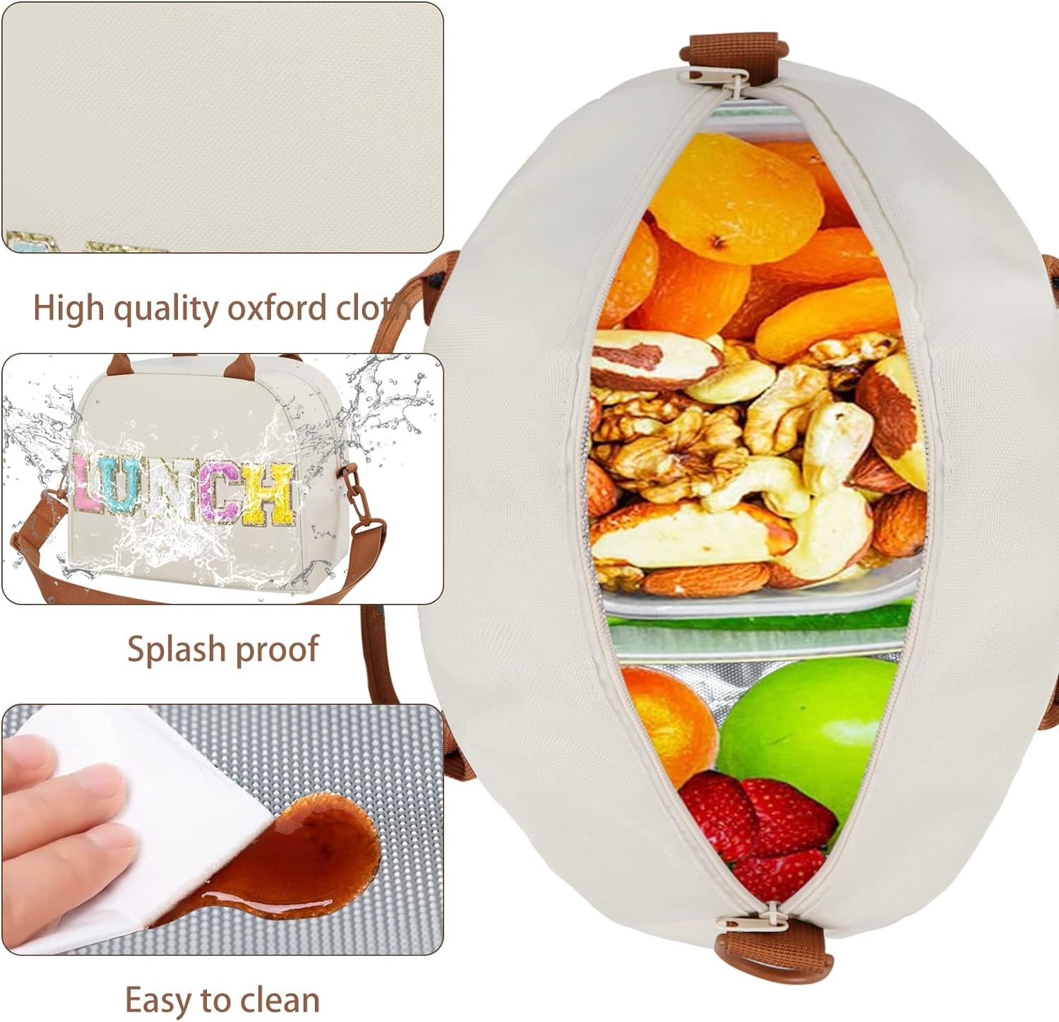 Personalized Preppy Lunch Bag for Adults with Adjustable Shoulder Straps