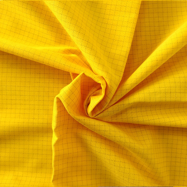 4mm Grid Cotton Polyester Carbon Woven Anti Static T C Fabric