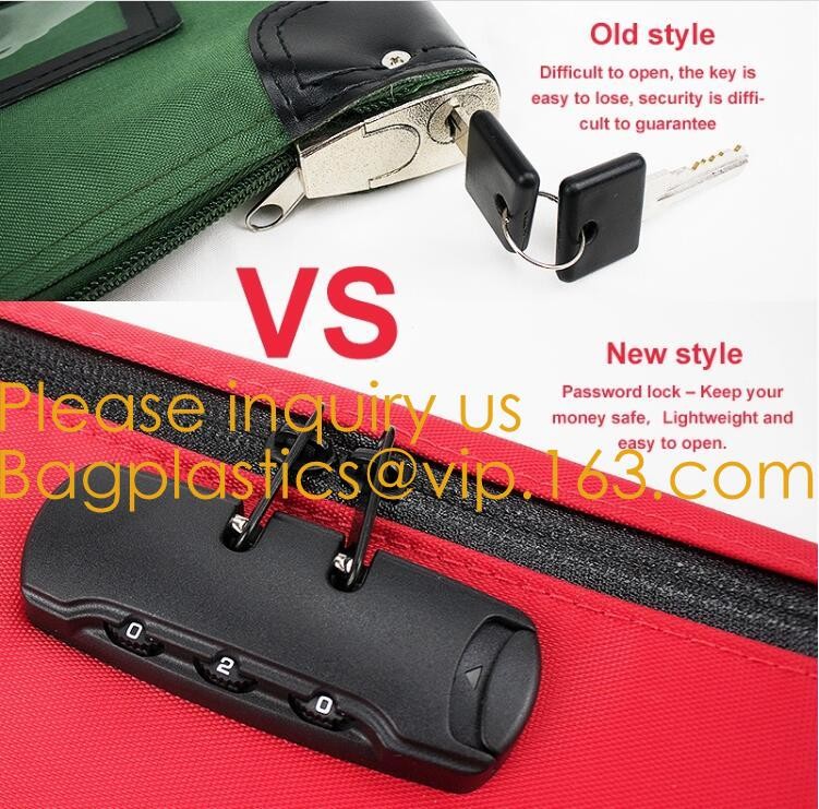 Custom Logo Security Money Pouch Utility Bank Deposit Bag with Zipper pouch case bag,Portable bank bag, bagease, bagplas