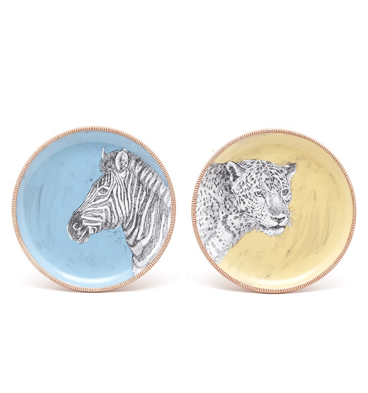 Animal Zebra Tiger Printing Stoneware Plate For Kids Heath Ceramics Dinner Plates