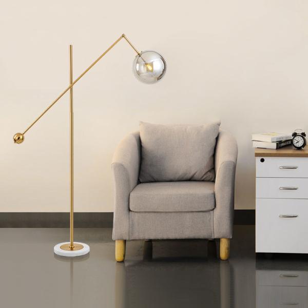 Modern minimalist marble LED golden glass ball floor lamp living room sofa