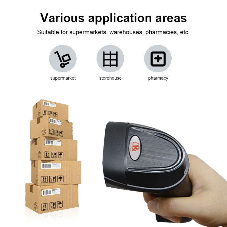 Bluetooth 2.4GHz Wireless Barcode Scanner 3-In-1 Connection 1D Laser Reader