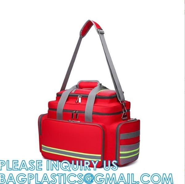Red First Responder Bag Trauma Backpack, Medical Emergency Kits Storage Jump Bag