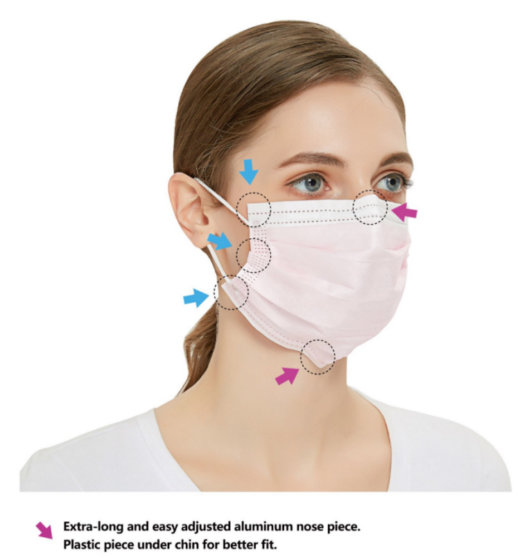 3 Layer Non-Woven Disposable Blue Medical Face Mask With Design