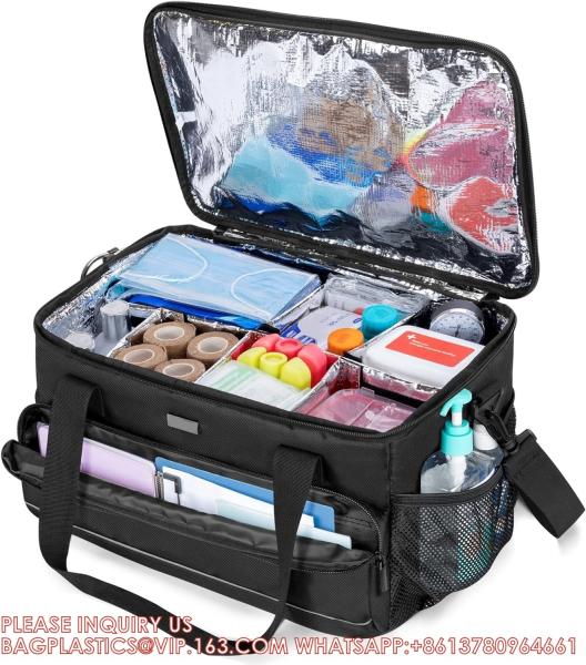 Large Insulated Medical Bag With Adjustable Dividers, Easy Clean Trauma Bag,